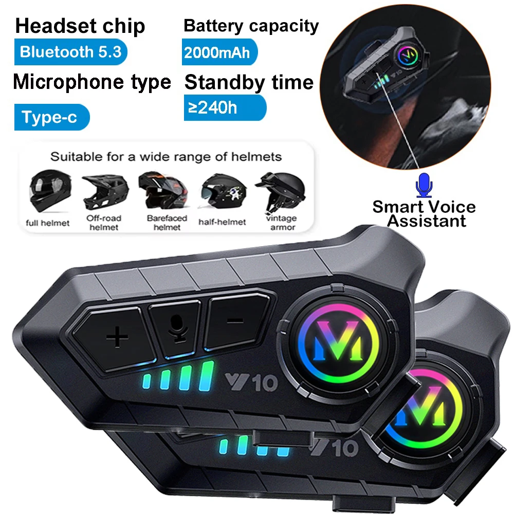 Auricolare per casco Bluetooth 5.3 Kit telefonico per chiamate in vivavoce wireless Auricolare impermeabile per moto Altoparlante per lettore musicale MP3 per Moto