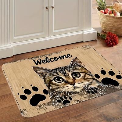 TEMU 1pc Cat Welcome Door Mat, Machine Washable Floor Mat, The For Living Rooms, Bedrooms, And Game Rooms Image