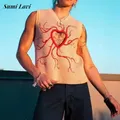 Y2K Moda Uomo Scava Fuori Maglia Maglia Camicie 2025 Primavera Autunno Casual Scollo a V Maglia Canotte Uomo Vintage Senza maniche Canotte