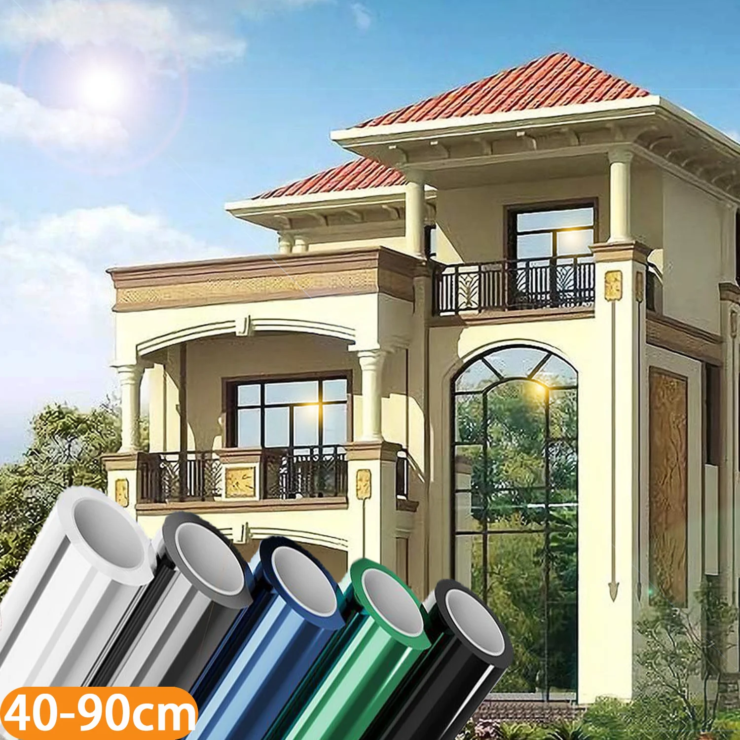 Haus Fenster Tönung Privatsphäre Film Anti Look Vinyl Spiegel Folie Nicht Klebe Auto Glas Bildschirm Aufkleber Rollen Wärme UV Schutz Werkzeuge