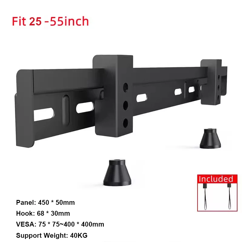 TV-Wandhalterung für 25–55 Zoll große Fernseher bis 40 kg, ohne Bohren, Low-Profile-TV-Halterung, einfach zu installierende Wandhalterung, max. VESA 400 x 400 m