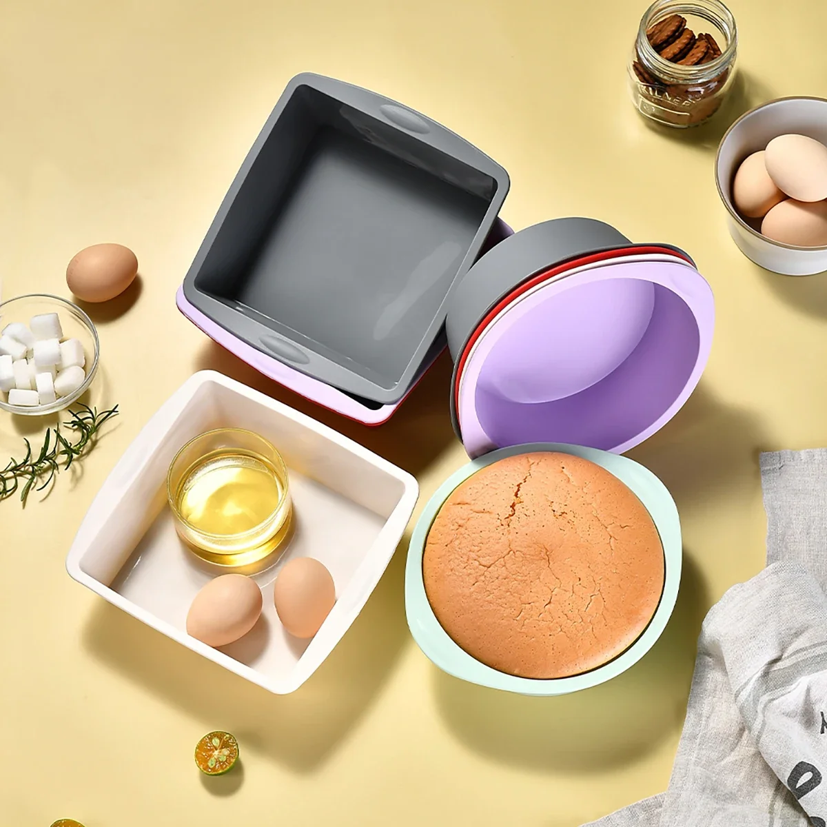 1pc Silikon Runde Kuchen Formen Set Einfach zu Entformung Platz Kuchen Form Hause DIY Backen Brot Form Küche Backen werkzeuge Image