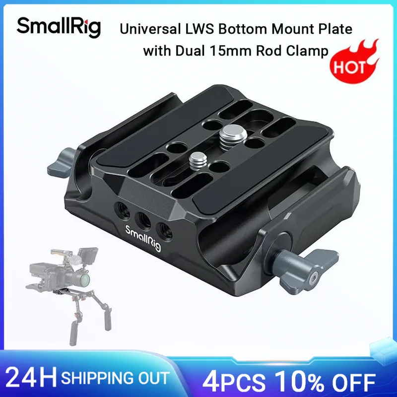 SmallRig Universal LWS Grundplatte untere Montageplatte mit zwei 15-mm-Stangenklemme für DSLR- und spiegellose Kamerakäfige -3357 Image