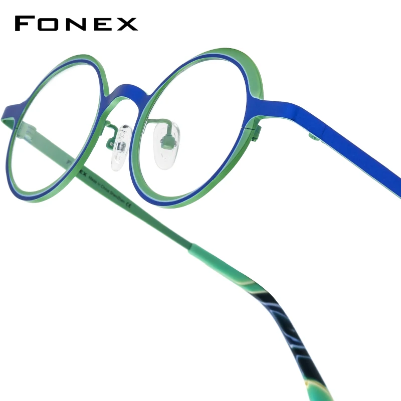 FONEX Titan Brillengestell Damen 2025, neue Mode, Markendesign, Retro, Vintage, runde Brillen, Herren, ultraleichte Brillen 85774 Image