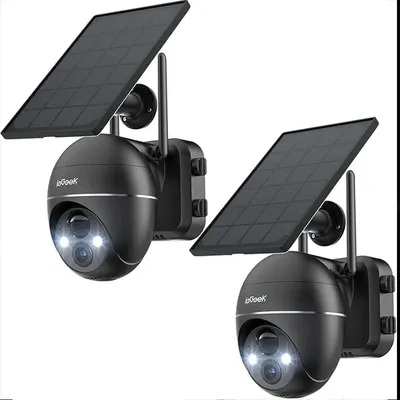 ieGeek 2K Solar Surveillance Camera Outdoor Battery, 355°/140° Pan Tilt Wireless Surveillance Camera with Colour Night Vision