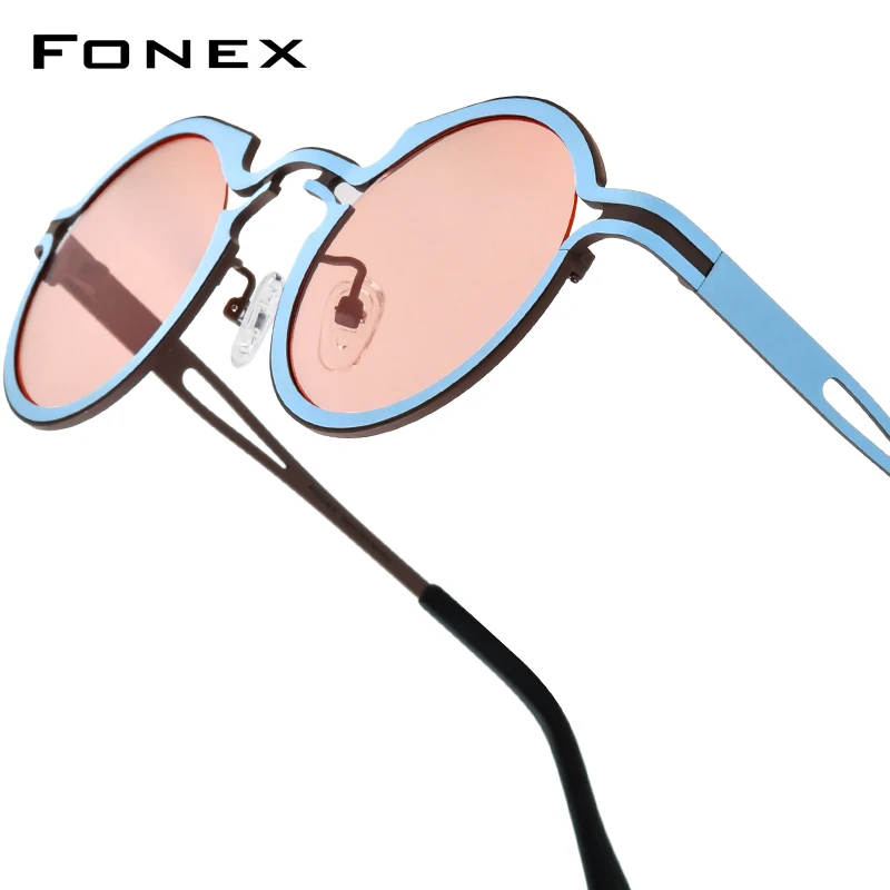 FONEX Titan-Sonnenbrille für Damen, Markendesign, Vintage, Retro, rund, polarisierte Sonnenbrille für Herren, japanische polarisierte Sonnenbrille 85835 Image