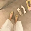 COOTELILI Neue Mode Flache Schuhe Frauen Wohnungen Karree Weiß Beige Nicht-slip Wohnungen Casual Grundlegende Flache Ferse Größe 35-40