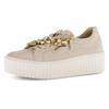 Plateausneaker GABOR, Damen, Gr. 39, beige (hellbeige), Ziegenveloursleder, unifarben, modisch, Schuhe, Freizeitschuh, Halbschuh, Schnürschu mit Best Fitting-Ausstattung