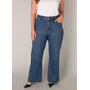 Weite Jeans BASE LEVEL CURVY, Damen, Gr. 50, Länge 32, blau (mid blau), Denim/Jeans, Obermaterial: 98% Baumwolle, 2% Elasthan, unifarben, casual, bequem lang, Jeans, in großen Größen