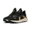Laufschuh PUMA "SOFTRIDE ENZO 5 METALLIC WN'S", Gr. 40,5, puma schwarz, warm weiß, puma gold, Textil, sportlich, Schuhe