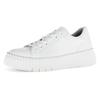 Plateausneaker GABOR, Damen, Gr. 41, silber (weiß, silberfarben), Nappaleder, kontrastfarbene Details, sportlich, Schuhe, Freizeitschuh, Halbschuh, Schnürschuh mit Kontrast-Rahmennaht