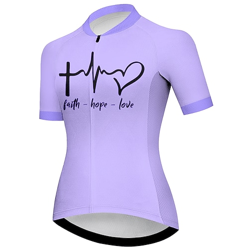 Damen Radtrikot Herz Grafik Lustig Kurzarm Fahhrad Trikot Oberteil mit 3 Gesäßtaschen Mountainbike MTB Straßenradsport Schnelltrocknend Reflektierende Streifen Rückentasche Feuchtigkeitsableitend Image