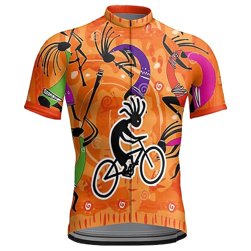 Herren Radtrikot Grafik Lustig Kurzarm Fahhrad Oberteil mit 3 Gesäßtaschen Mountainbike MTB Straßenradsport Schnelltrocknend Reflektierende Streifen Rückentasche Feuchtigkeitsableitend Sport Gelb Rot Image