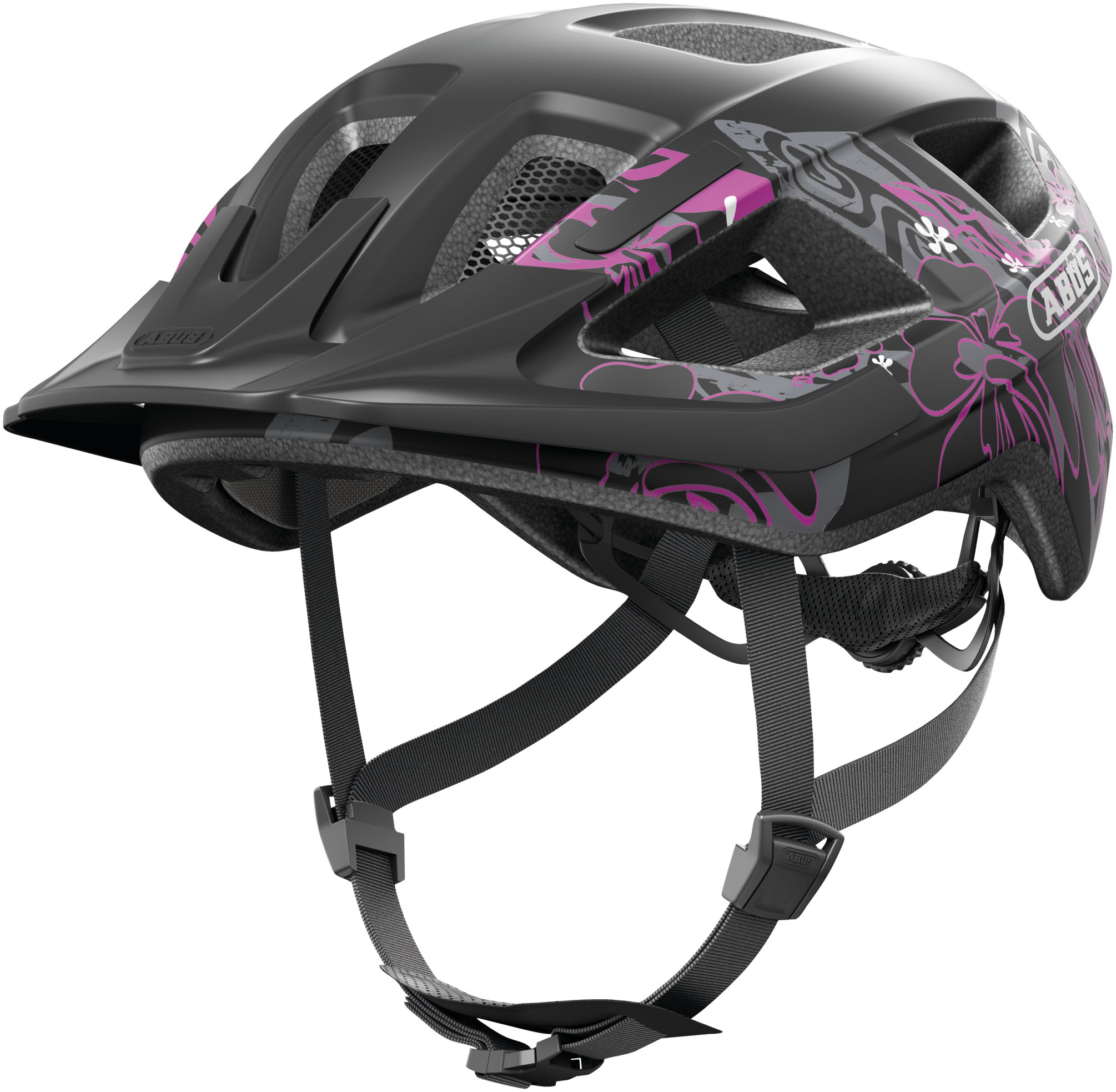 Fahrradhelm ABUS "Aduro 3.0 LED" Gr. L, schwarz (schwarz, rot (maori schwarzberry)), Helme, L