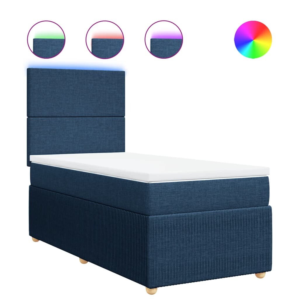 vidaXL Boxspringbett mit Matratze Blau 80x200 cm Stoff Image