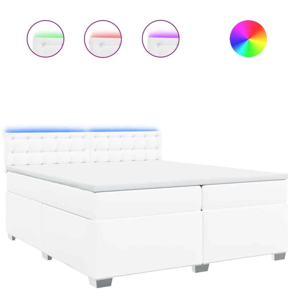 vidaXL Boxspringbett mit Matratze Weiß 200x200 cm Kunstleder Image