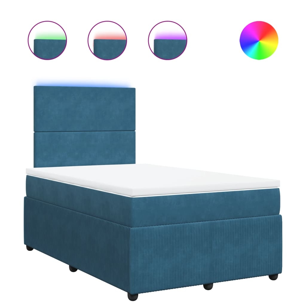 vidaXL Boxspringbett mit Matratze Blau 120x200 cm Samt Image