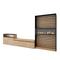 SKRAUT HOME Wohnzimmer-TV-Schrank, Wohnzimmer-Wandsystem, 360x186x35cm, Für TV-Geräte bis 65“, Elektrischer Kamin, Moderner Stil, Eiche und Schwarz - 109_386