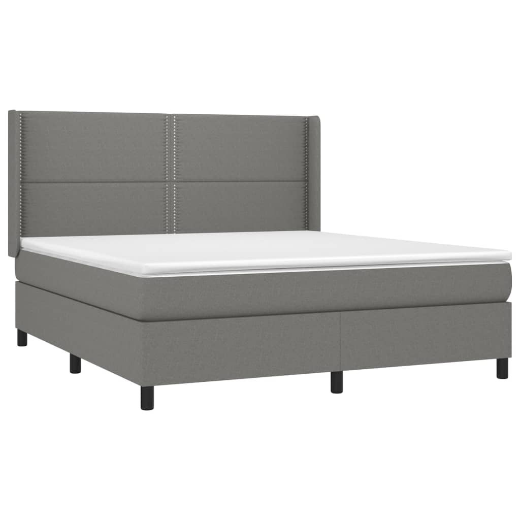 vidaXL Boxspringbett mit Matratze & LED Dunkelgrau 180x200 cm Stoff Image