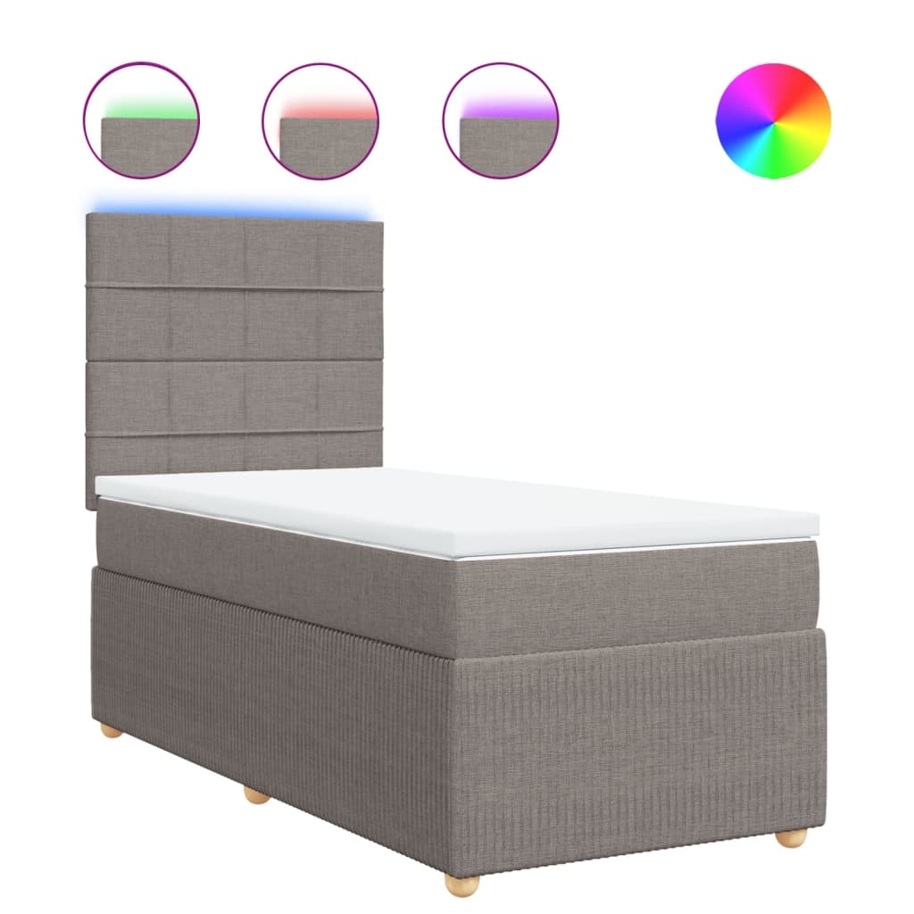 vidaXL Boxspringbett mit Matratze Taupe 100x200 cm Stoff Image