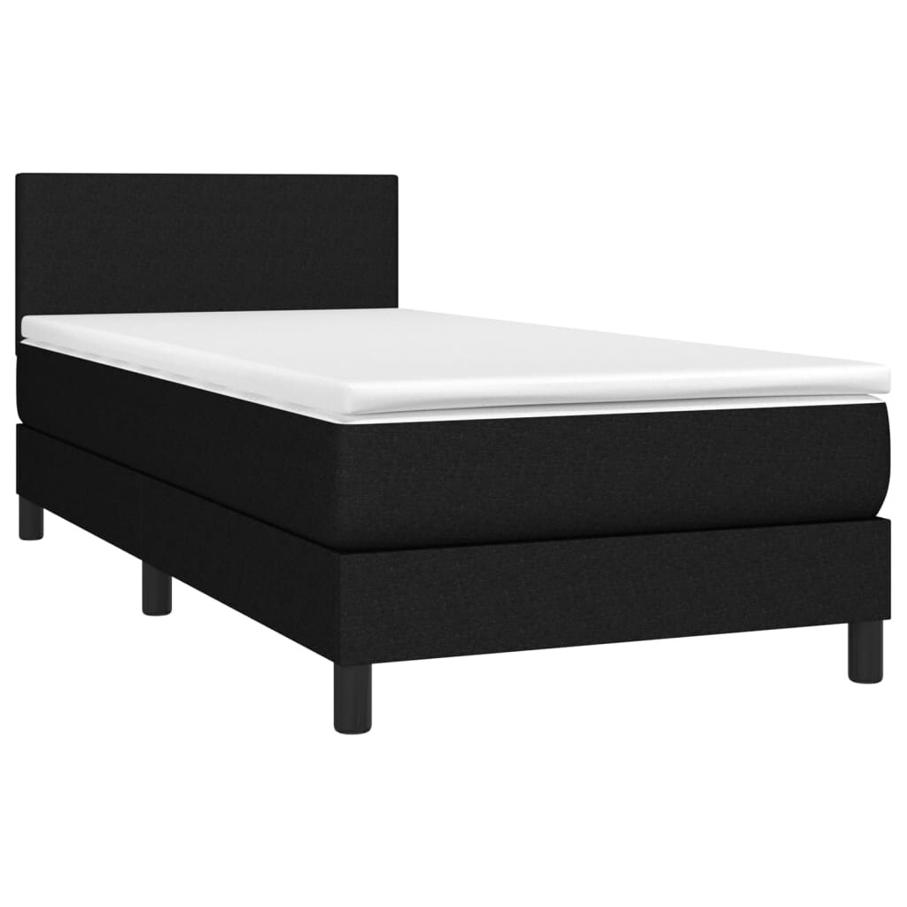 vidaXL Boxspringbett mit Matratze & LED Schwarz 90x200 cm Stoff Image