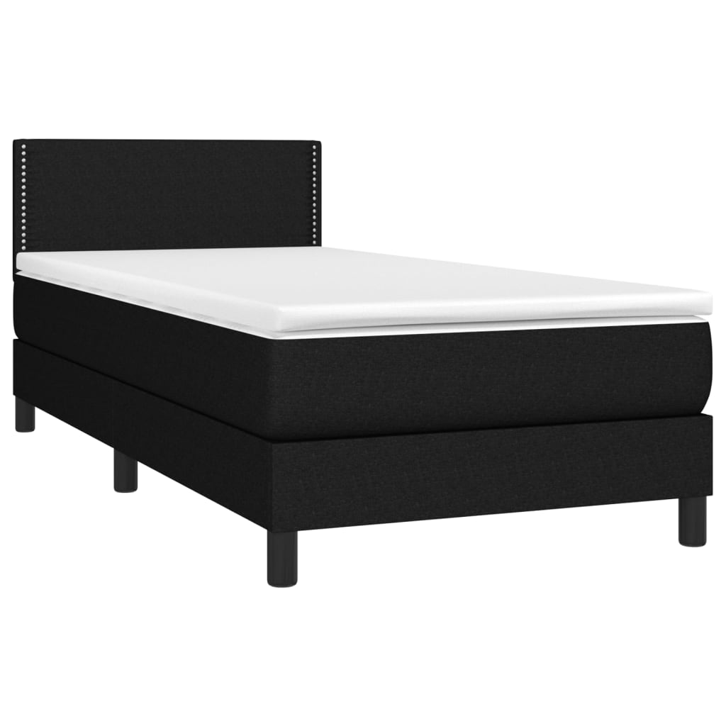 vidaXL Boxspringbett mit Matratze & LED Schwarz 90x200 cm Stoff Image