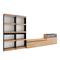 SKRAUT HOME Wohnzimmer-TV-Schrank, Wohnzimmer-Wandsystem, 370x186x35cm, Für TV-Geräte bis 65“, Elektrischer Kamin, Moderner Stil, Eiche und Schwarz - 111_2
