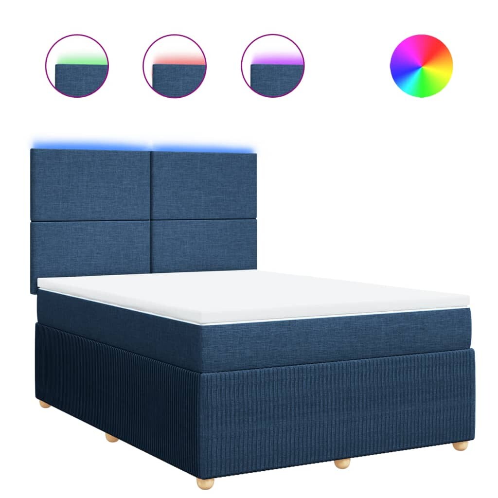 vidaXL Boxspringbett mit Matratze Blau 140x200 cm Stoff Image
