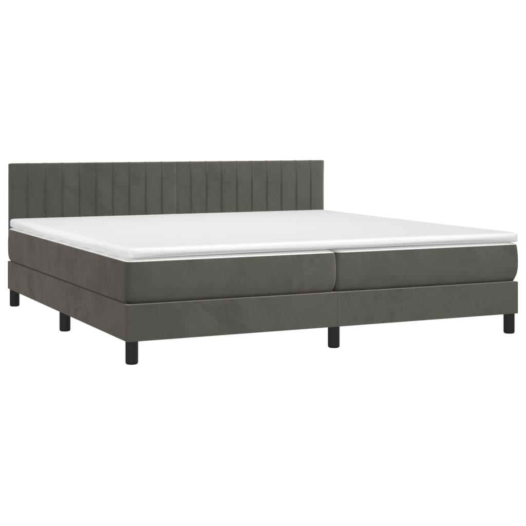 vidaXL Boxspringbett mit Matratze & LED Dunkelgrau 200x200 cm Samt Image