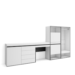 SKRAUT HOME Schuhschrank, Space-Saver, 297x35x145 cm, Schlafzimmer, Offener Schrank, Kommode, Frisiertisch, Modern Style, Weiß - 459_30 Image