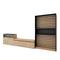 SKRAUT HOME Wohnzimmer-TV-Schrank, Wohnzimmer-Wandsystem, 360x186x35cm, Für TV-Geräte bis 65“, Elektrischer Kamin, Moderner Stil, Eiche und Schwarz - 109_387