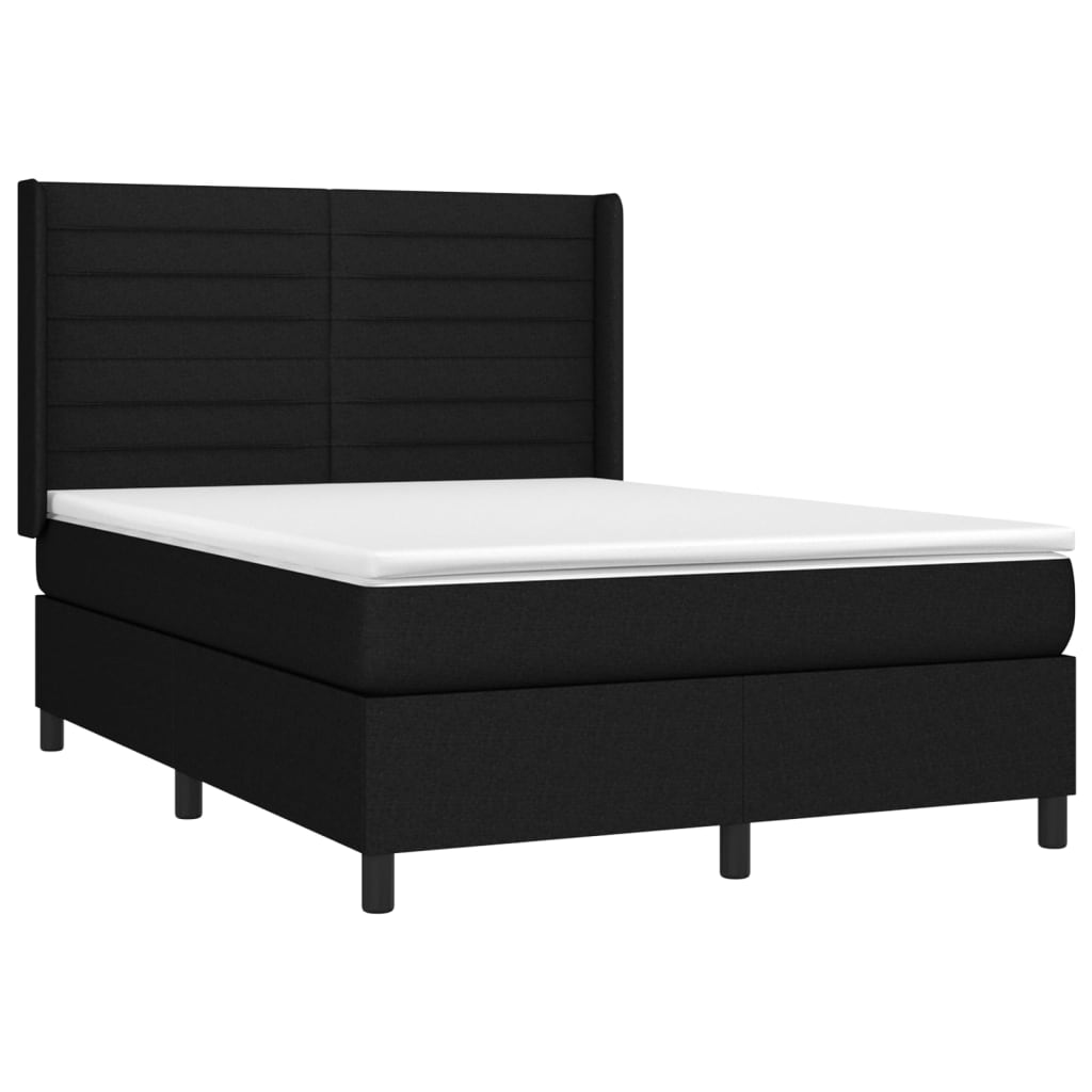 vidaXL Boxspringbett mit Matratze & LED Schwarz 140x190 cm Stoff Image