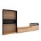 SKRAUT HOME Wohnzimmer-TV-Schrank, Wohnwand-System, 360x186x35cm, Für TV-Geräte bis 65“, Elektrokamin, Moderner Stil, Eiche und Schwarz - 109_3
