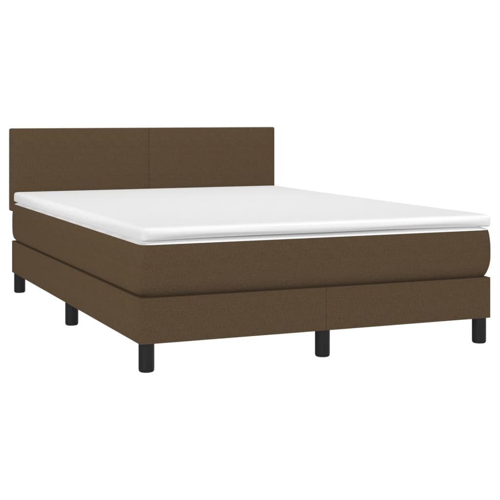 vidaXL Boxspringbett mit Matratze & LED Dunkelbraun 140x190 cm Stoff Image