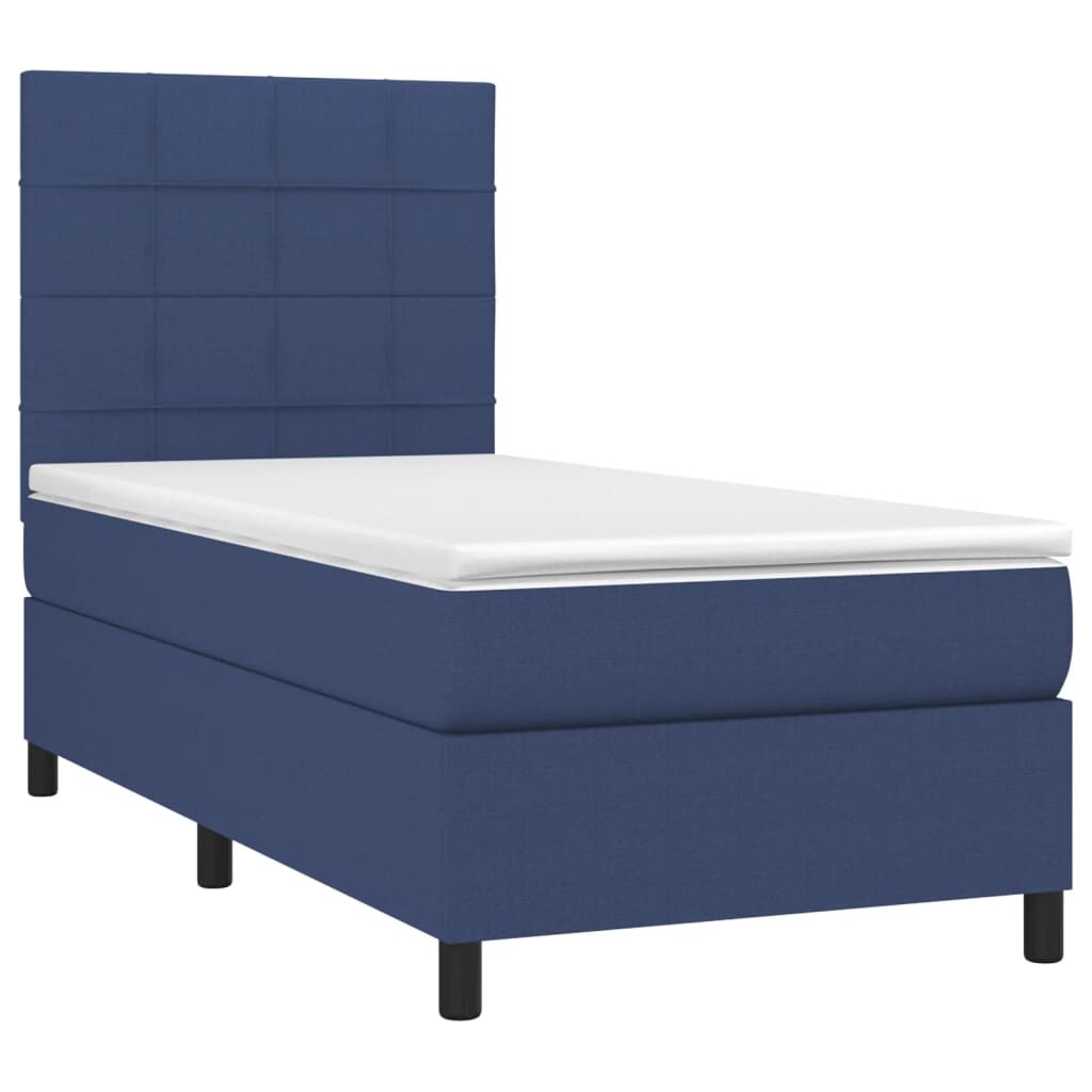 vidaXL Boxspringbett mit Matratze & LED Blau 90x190 cm Stoff Image