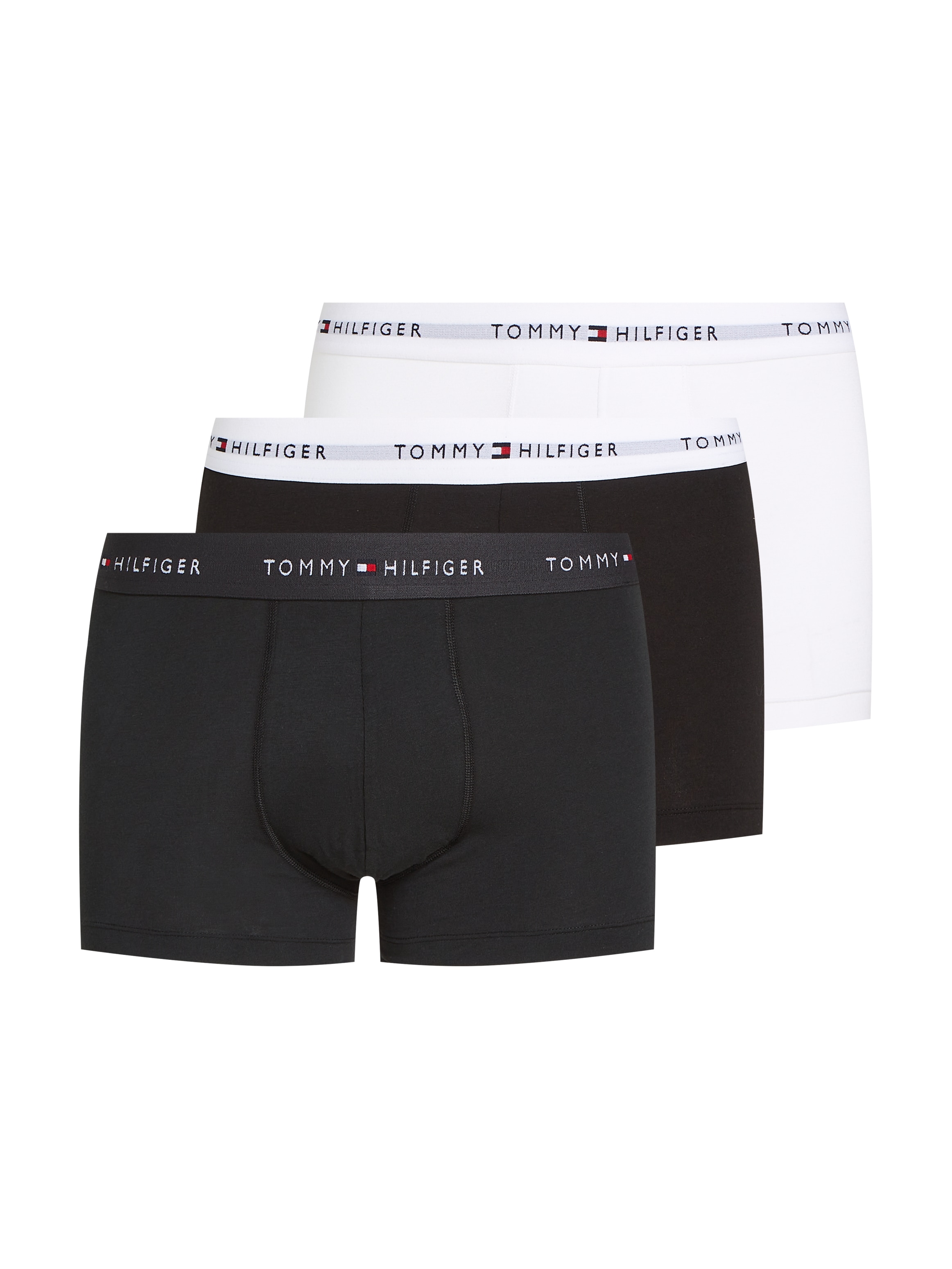 Trunk "3P TRUNK DTM", Herren, Gr. XXL (56), th wht, th wht, blk, Jersey, Obermaterial: 95% Baumwolle, 5% Elasthan, TOMMY HILFIGER UNDERWEAR, unifarben, normal, Unterhosen, mit Logobund Image