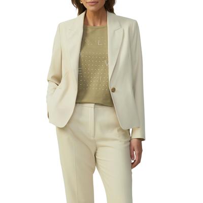 Jackenblazer S.OLIVER BLACK LABEL, Damen, Gr. 38, beige, Piquu00e9, Obermaterial: 49% Polyester, 48% Viskose, 3% Elasthan. Futter: 100% Polyester, unifarben, casual, regular fit taillenbedeckt, Langarm, Blazer, mit Reverskragen Image