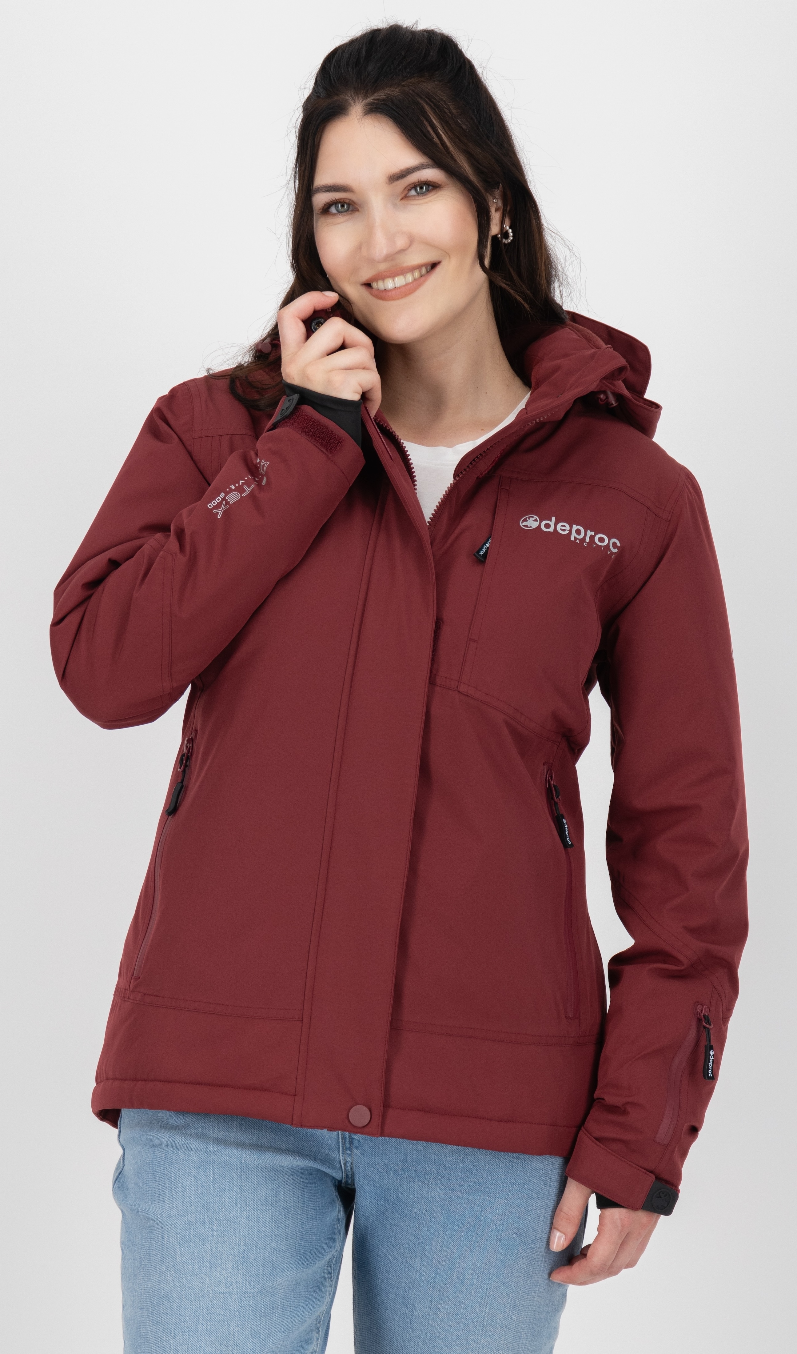 Winterjacke DEPROC ACTIVE "MONTREAL WOMEN", Damen, Gr. 50 (XL), rot (wine), 96% Polyester; 4% Elastan mit TPU Membrane, Sportlich, Windstopperbündchen mit Daumenlöchern,mit Schneefang,mit verstellbarem Klettverschluss, Jacken, auch in Großen Größen... Image
