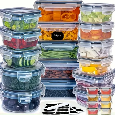 48-piece food storage container set with easy-to-click LIDS (24 LIDS + 24 containers) - closed plastic containers, a Christmas g