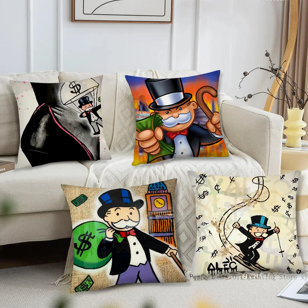 Spiel Dollar Alec Monopoly Man Kissenbezug Quadratisches Kissen Schlafzimmer Sofa Freizeit Komfort Kissen Auto Wohnzimmer Heimdekoration Image