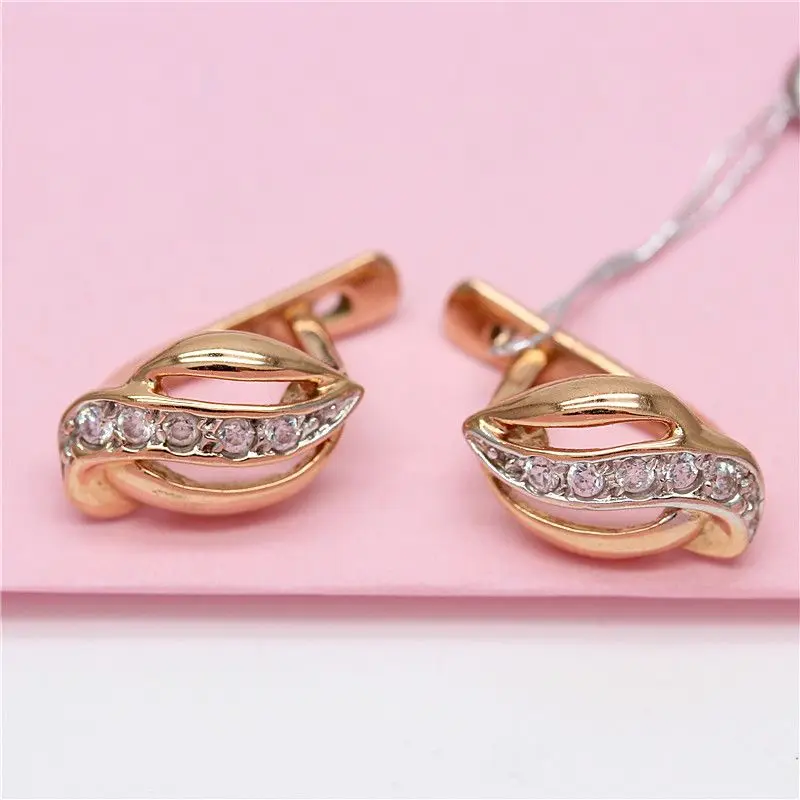 585 orecchini geometrici in oro viola orecchini classici lucidi per donna placcati in oro rosa 14 carati nuovi in gioielli di lusso leggeri