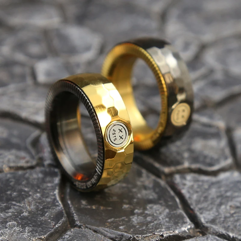 Edelstahl Ratsche Ring Mechanische Zappeln EDC Spielzeug Einstellbare Haptische Ring Fingertip Metall Reifen Spielzeug Stress Spinner Image