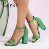 Liyke Sommer Gladiator High Heels Sexy Grüne Sandalen Mode Offene spitze Knöchel Schnalle Party Schuhe Frauen Große Größe 44 45 46
