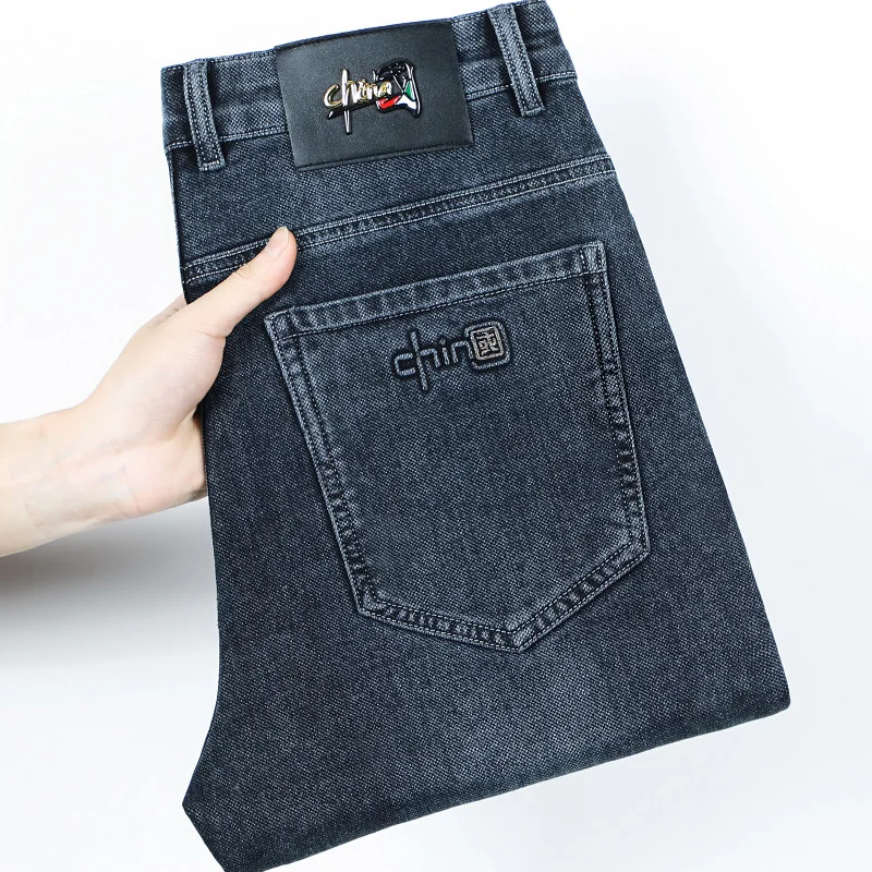 2024 frühling Herbst Neue Business Gerade Jeans Männer Stickerei Casual Vielseitige Mode Herren Kleidung Denim Hosen Männliche Kleidung Image