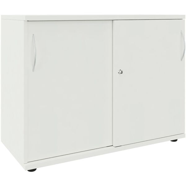 fm Büromöbel Schiebetürenschrank 100 cm extrabreit 2 OH weiß, 100x76.3x44.2 cm Image
