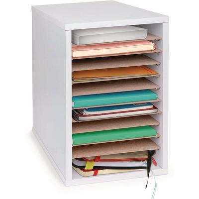 AdirOffice 11 Compartment Wood Mail Paper Sorter Literature Organizer, 11 Sections, Letter Size, 10.75 x 11.75 x 16.2, White (ALHI50011WHI)