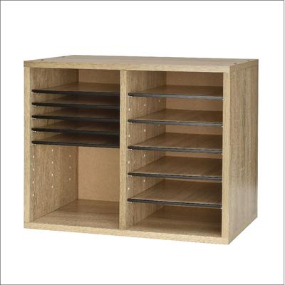 AdirOffice Wood Adjustable 12 Compartment Literature Organizer, 12 Sections, Letter Size, 20 x 11.8 x 16.3, Medium Oak (ALHI50012MEO)