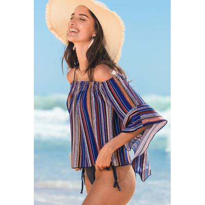 Bright Horizon Striped Cover-Up Top