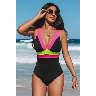 Tropical Pop Colorblock One-Piece Swimsuit
