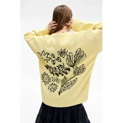 UO Foliage Pattern Skate Jumper - Yellow M at Urban Outfitters
